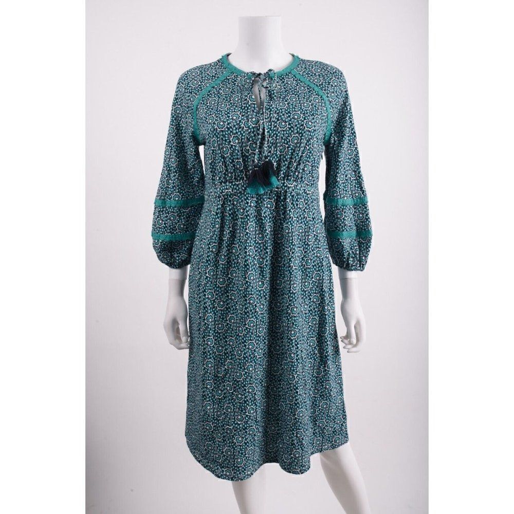Boden Womens Heidi Jersey Dress UK 10 US 6 Indian Ocean Bloom Blue Boho NWT